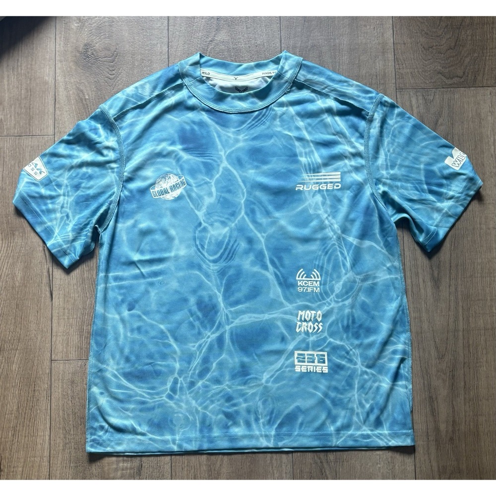 Cross Eyed Moose Wilder Graphic Tee Mens Small Blue Pool Print Motocross Racing